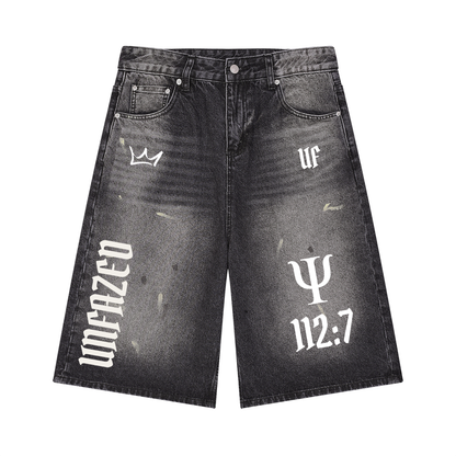Unfazed Men’s Vintage Wash Wide Leg Denim Shorts