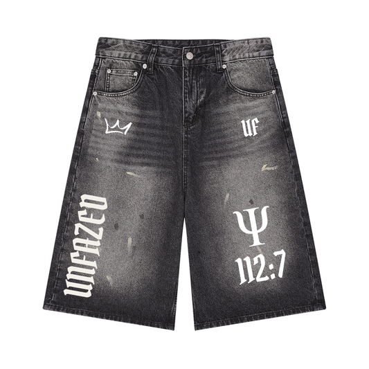 Unfazed Men’s Vintage Wash Wide Leg Denim Shorts